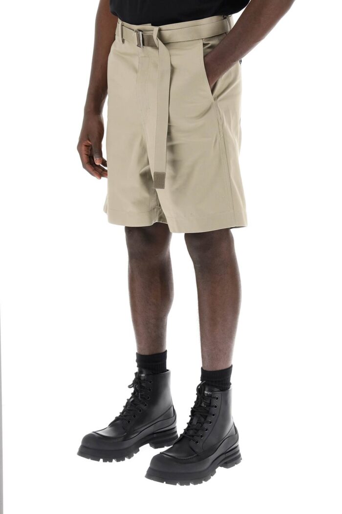 sacai cotton belted shorts SACAI Cotton Belted Shorts