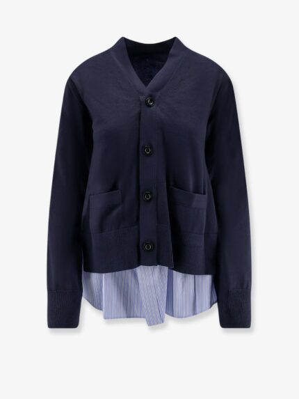 SACAI Cotton Cardigan With Mesh Inserts