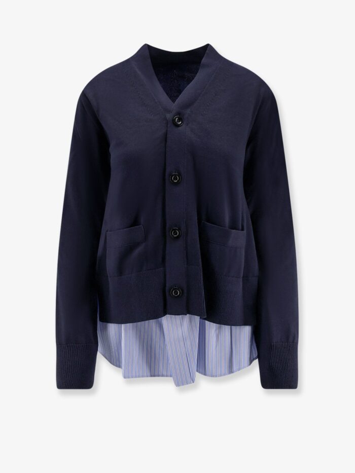 SACAI Cotton Cardigan With Mesh Inserts