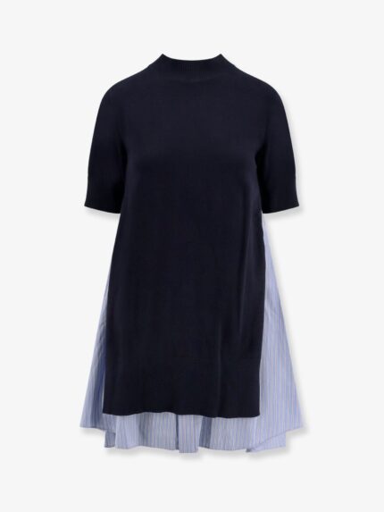SACAI Cotton Dress With Fabric Inserts
