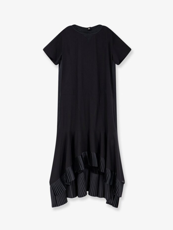 SACAI Cotton Dress With Pleated Details