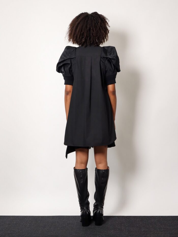 SACAI Cotton Shirt With Nylon Balloon Sleeves