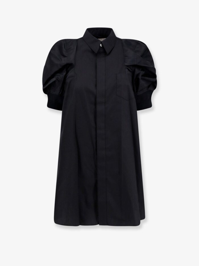 SACAI Cotton Shirt With Nylon Balloon Sleeves