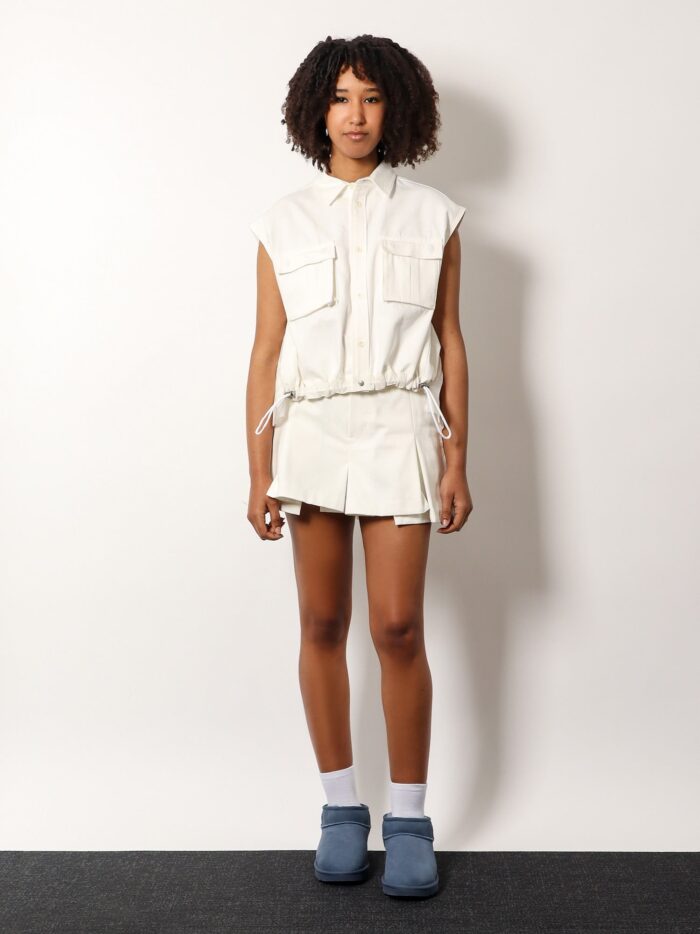 SACAI Cotton Shirt With Pleated Insert On The Back