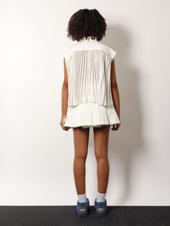 SACAI Cotton Shirt With Pleated Insert On The Back