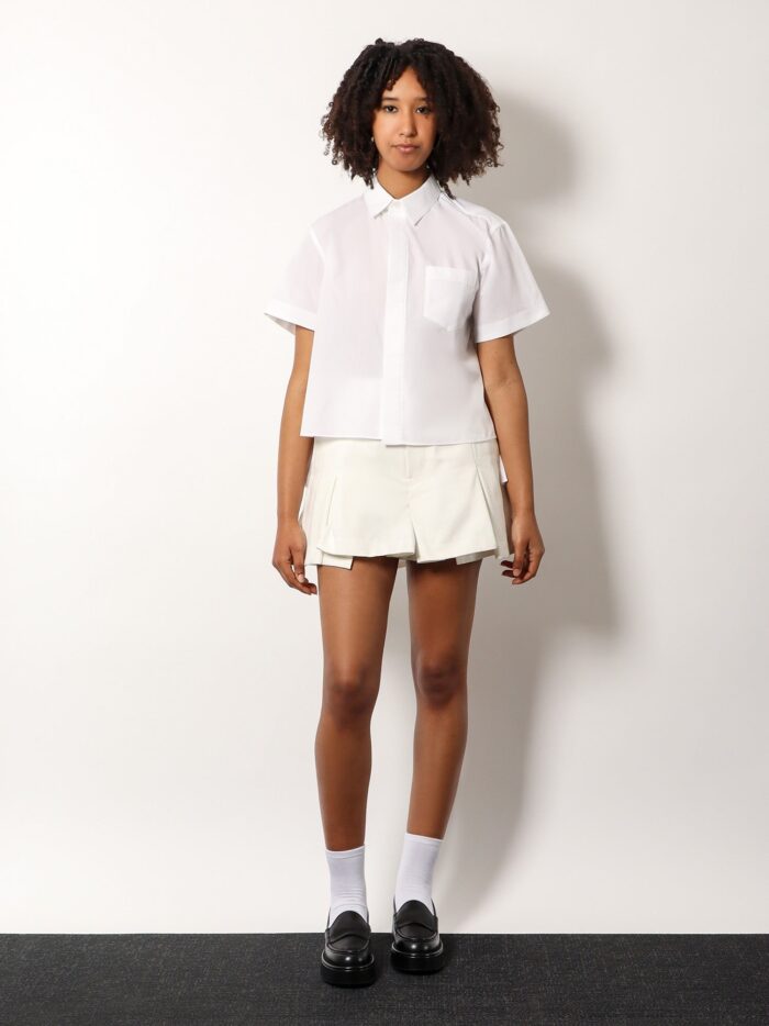 SACAI Cotton Shirt With Pleated Insert On The Back