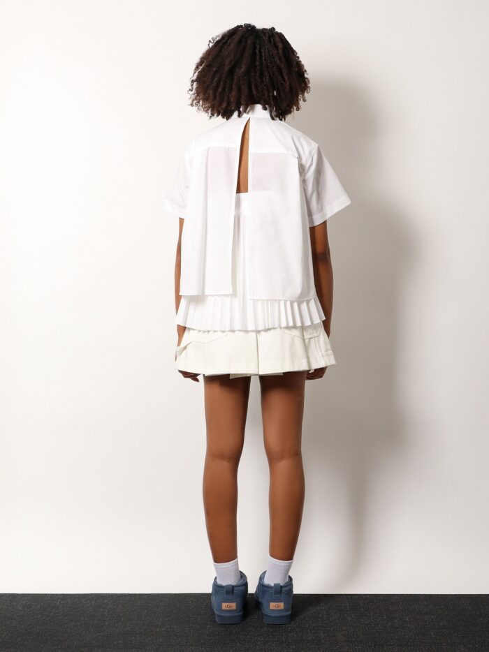 SACAI Cotton Shirt With Pleated Insert On The Back