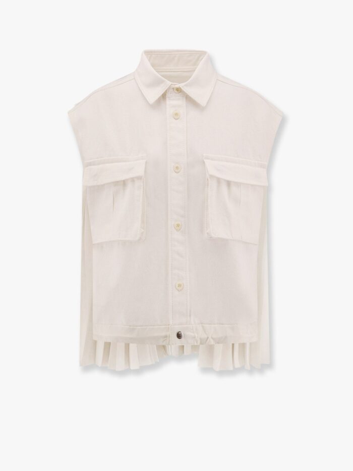 SACAI Cotton Shirt With Pleated Insert On The Back
