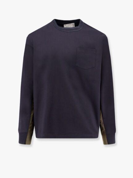 SACAI Cotton T-shirt With Nylon Insert
