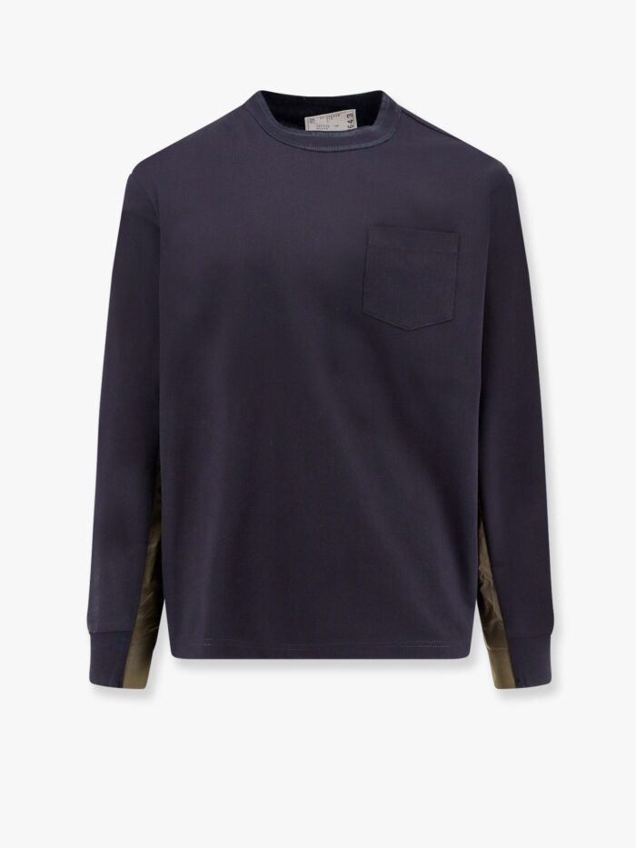 SACAI Cotton T-shirt With Nylon Insert