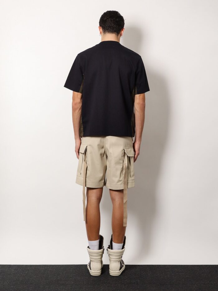SACAI Cotton T-shirt With Nylon Inserts