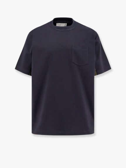 SACAI Cotton T-shirt With Nylon Inserts