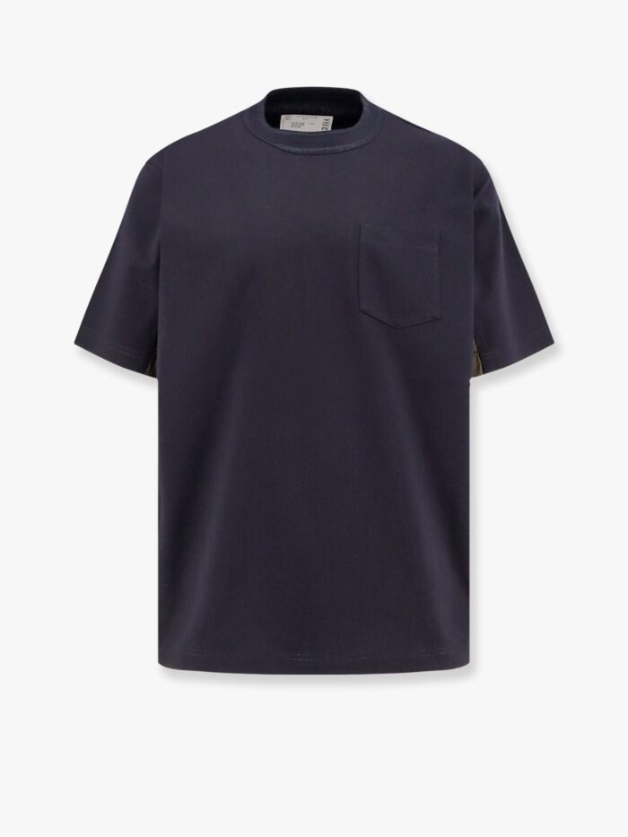 SACAI Cotton T-shirt With Nylon Inserts