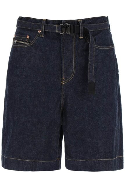 SACAI Denim Bermuda Shorts With Removable Belt