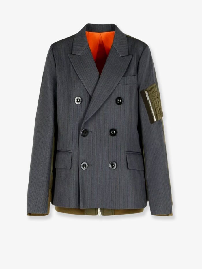SACAI Double-breasted Wool And Nylon Blazer