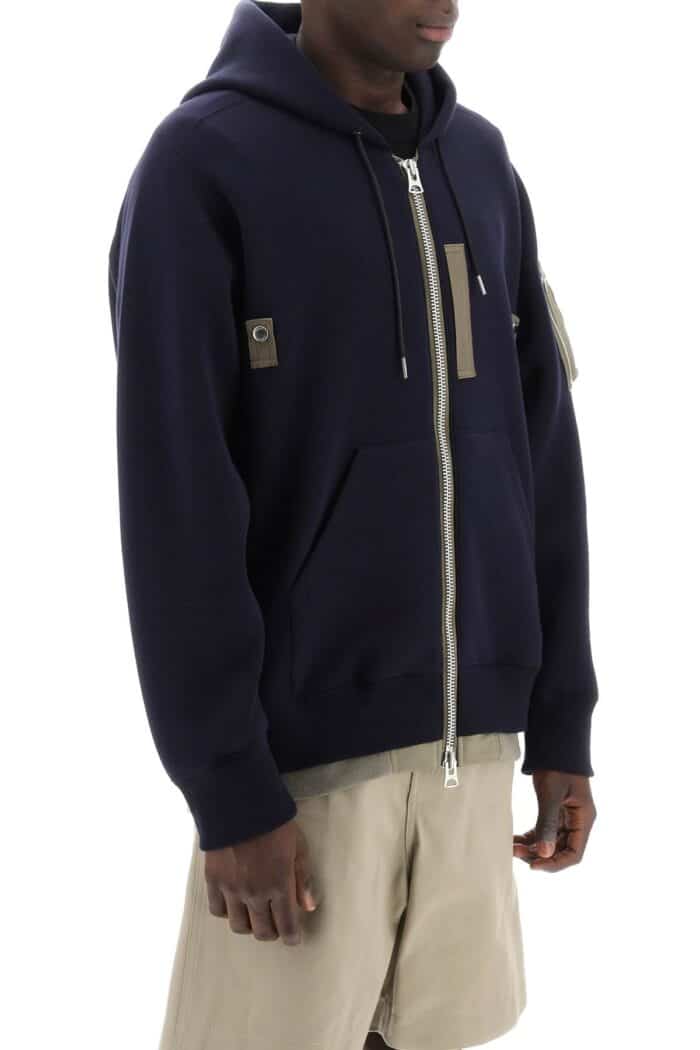 SACAI Full Zip Hoodie With Contrast Trims