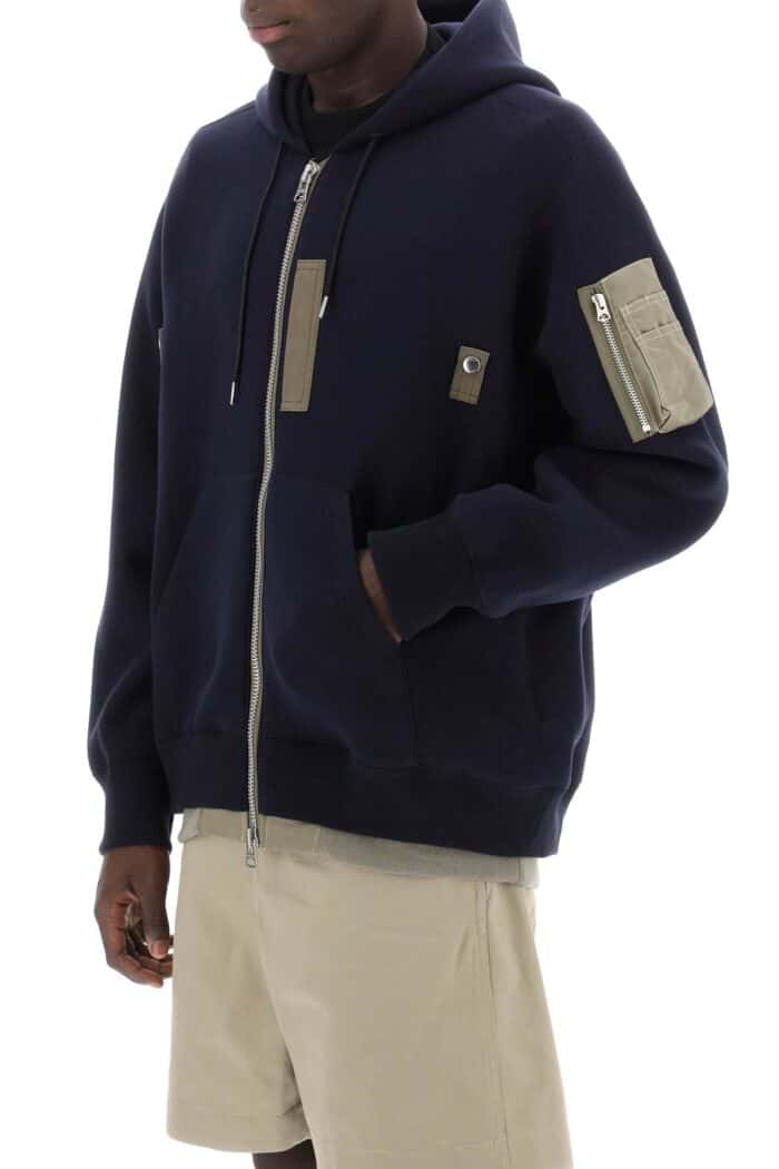 SACAI Full Zip Hoodie With Contrast Trims