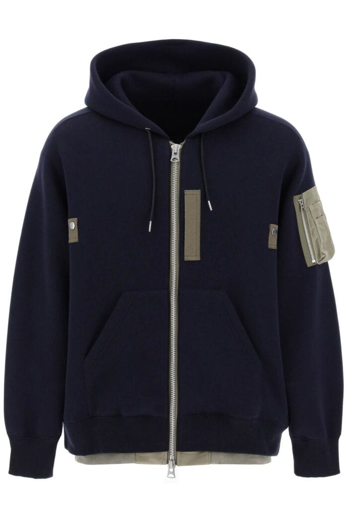 SACAI Full Zip Hoodie With Contrast Trims