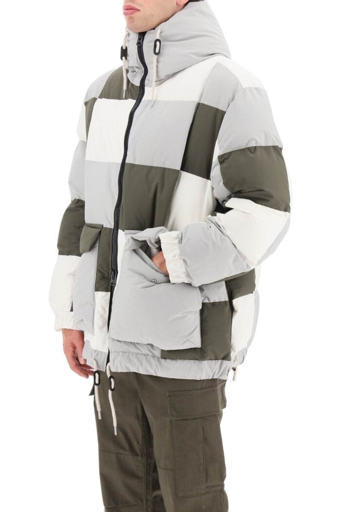 Sacai Hooded Puffer Jacket With Checkerboard Pattern