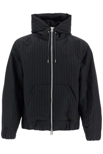 SACAI Hooded Wool Gessato Jacket