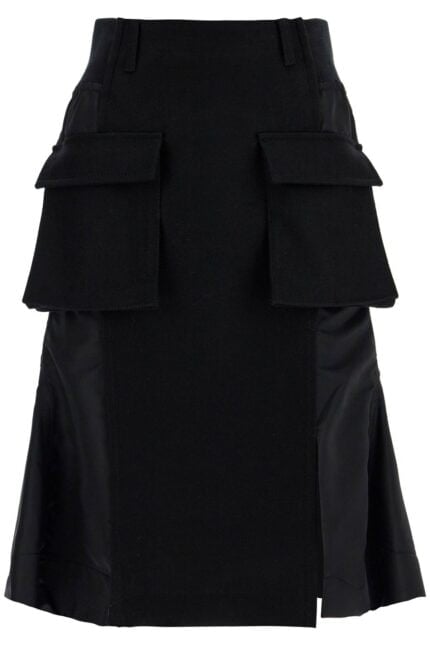 SACAI 'hybrid Nylon And Wool Skirt'