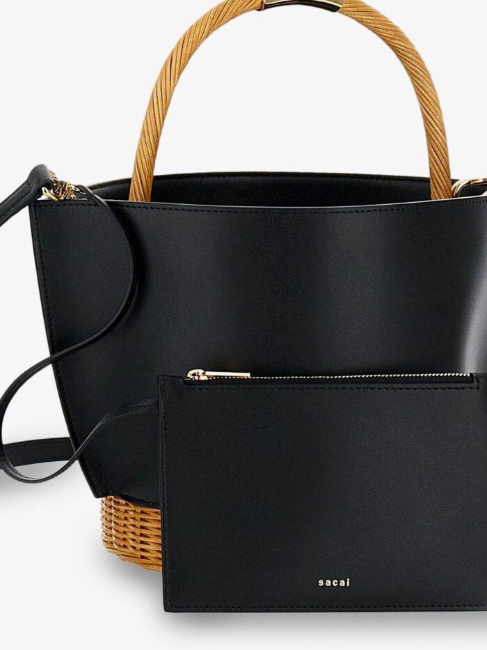 SACAI Leather Crossbody Bag With Logo On The Front