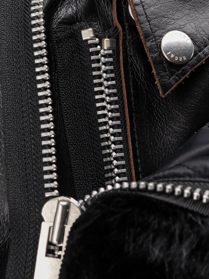 SACAI Leather Jacket With Synthetic Fur Inserts
