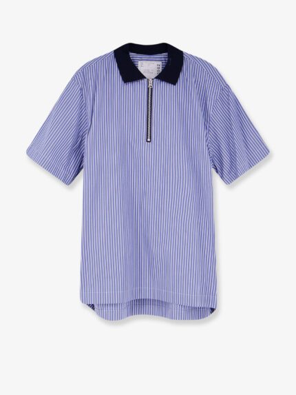 SACAI Striped Fabric Polo Shirt