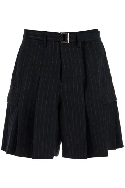 SACAI Striped Pleated Bermuda Shorts