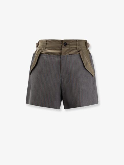 SACAI Wool Shorts With Nylon Details