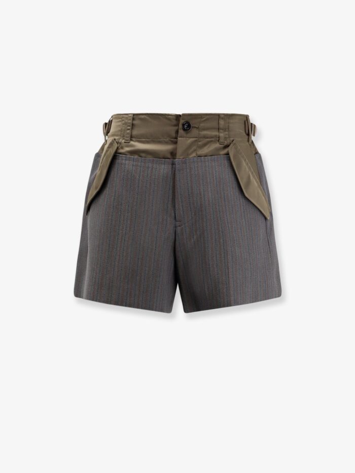 SACAI Wool Shorts With Nylon Details