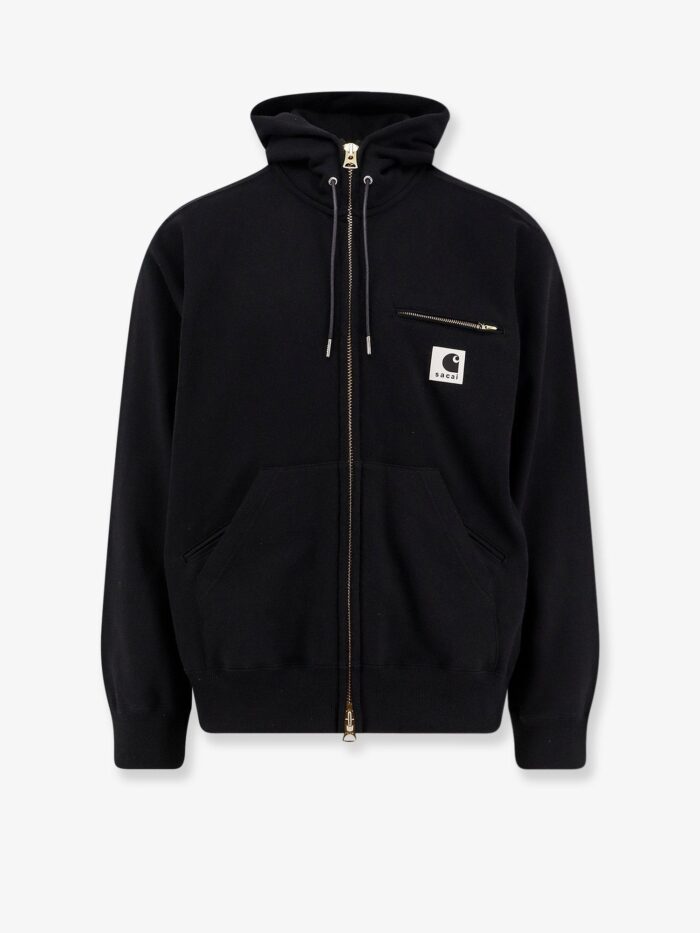 sacai x carhartt wip cotton sweatshirt with double logo patch SACAI X CARHARTT WIP Cotton Sweatshirt With Double Logo Patch