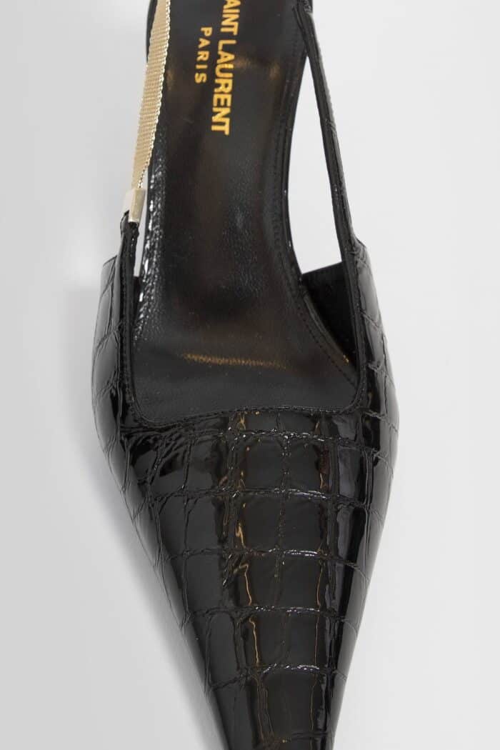 SAINT LAURENT Aston Slingback Pumps In Crocodile