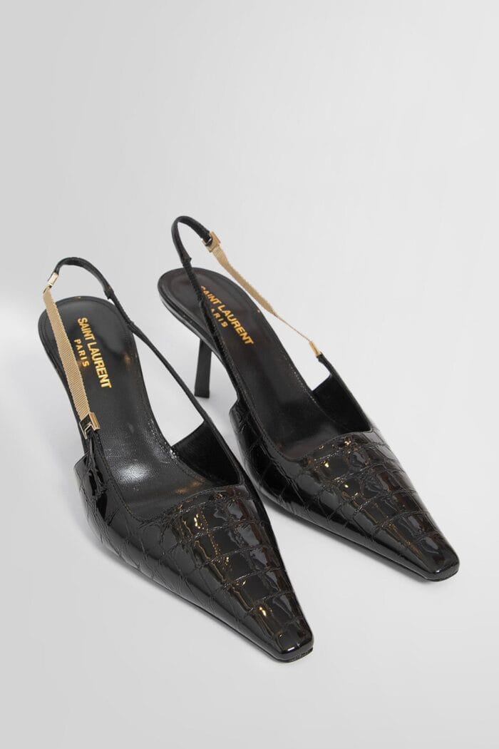 SAINT LAURENT Aston Slingback Pumps In Crocodile