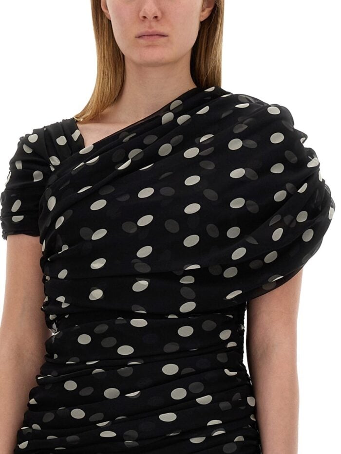 Saint Laurent ASYMMETRICAL GATHERED DRESS