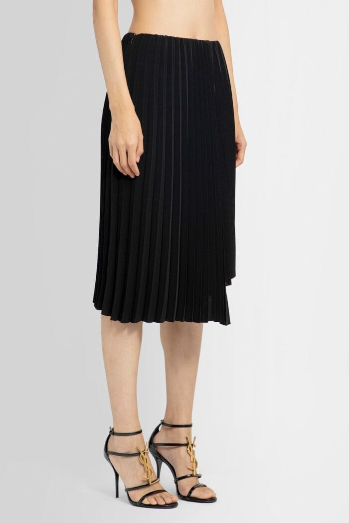 SAINT LAURENT Asymmetrical Pleated Mid Skirt In Crepe