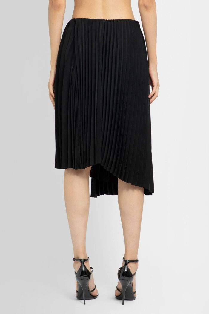 SAINT LAURENT Asymmetrical Pleated Mid Skirt In Crepe