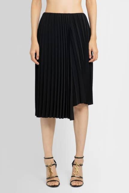 SAINT LAURENT Asymmetrical Pleated Mid Skirt In Crepe