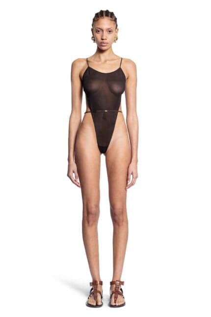 SAINT LAURENT Backless Bodysuit In Stretch Silk Georgette