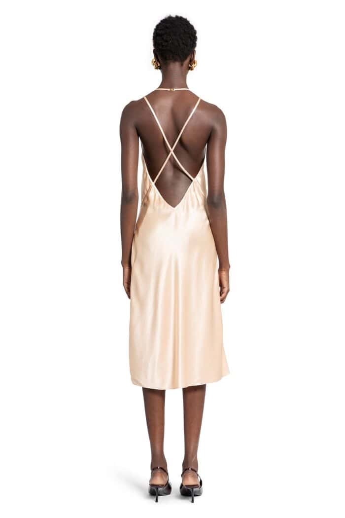 SAINT LAURENT Backless Slip Dress In Silk Satin