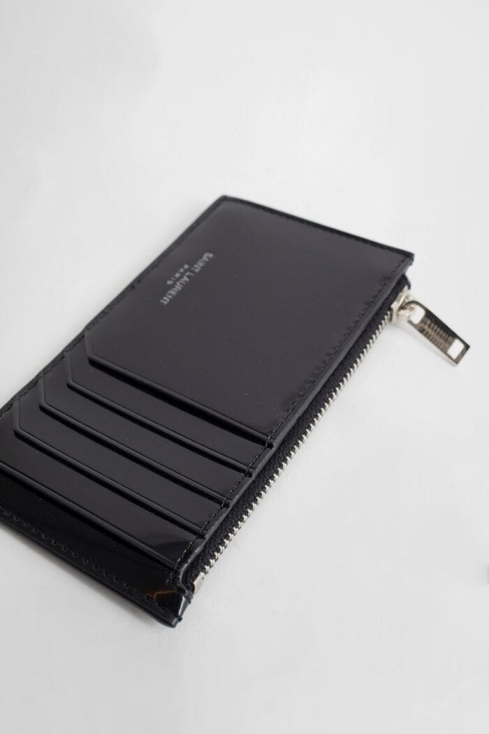 SAINT LAURENT Black Leather Card Holder