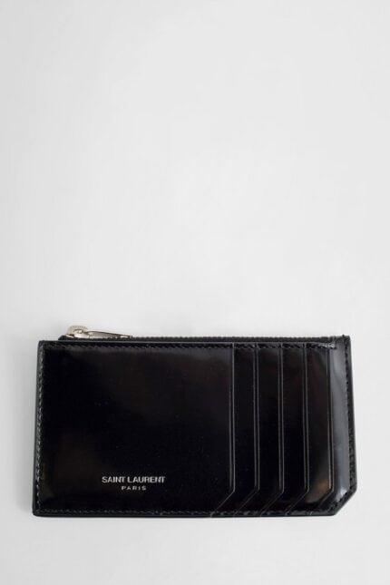 SAINT LAURENT Black Leather Card Holder