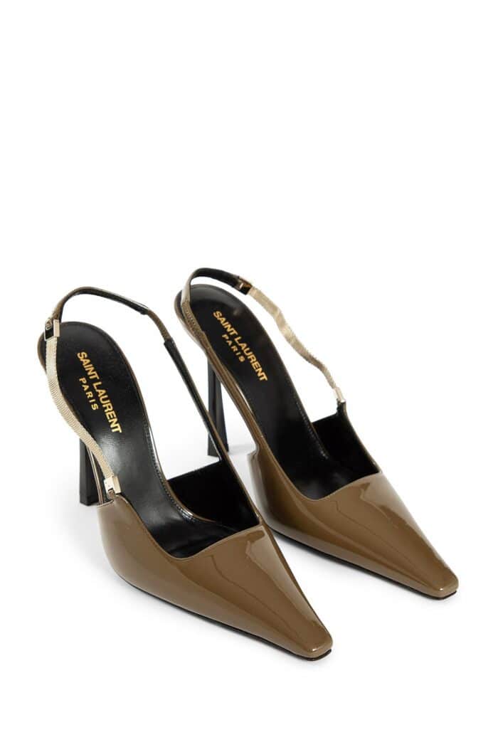 SAINT LAURENT Blake Slingback Pumps In Patent Leather