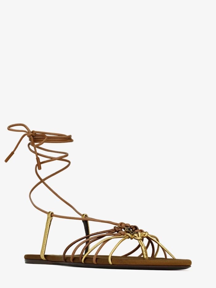 Saint Laurent Bridget 05 Leather Flat Sandals