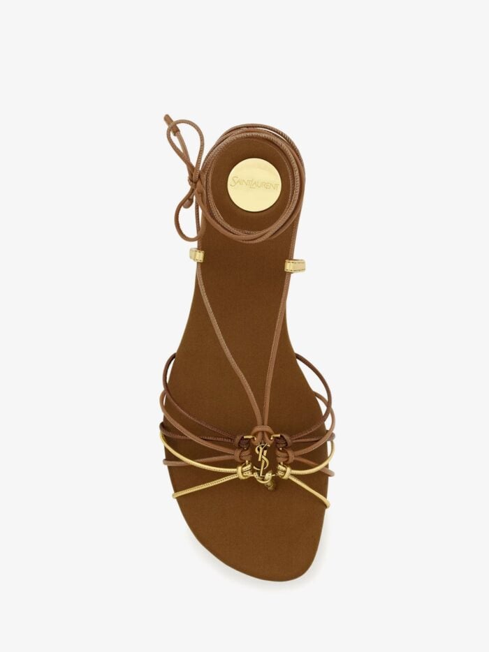 Saint Laurent Bridget 05 Leather Flat Sandals