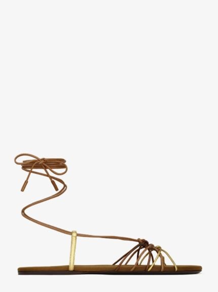 Saint Laurent Bridget 05 Leather Flat Sandals