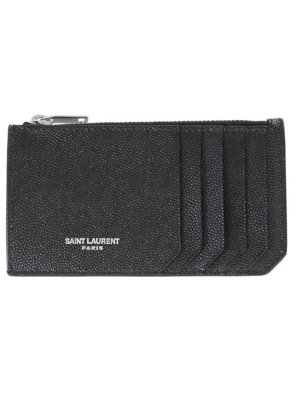 Saint Laurent CARD HOLDER WITH ZIPPER AND LOGO