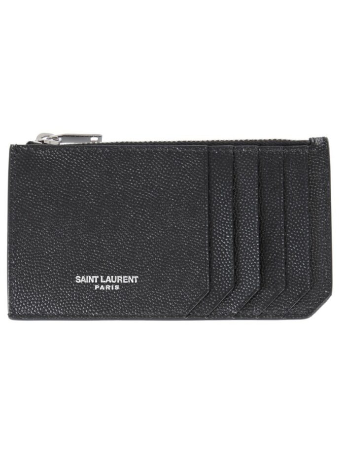 Saint Laurent CARD HOLDER WITH ZIPPER AND LOGO