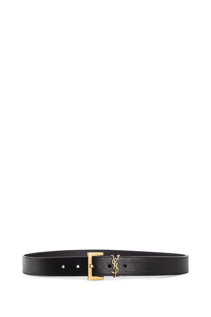 SAINT LAURENT Cassandre Belt In Grained Leather