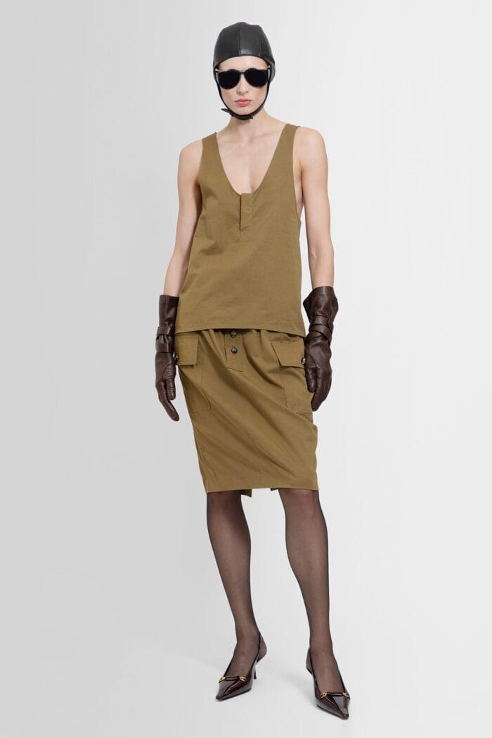 SAINT LAURENT Cassandre Cargo Pencil Skirt In Cotton Twill